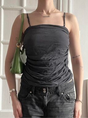 Size Small Grey Tristan & Iseut Silk Tank Top